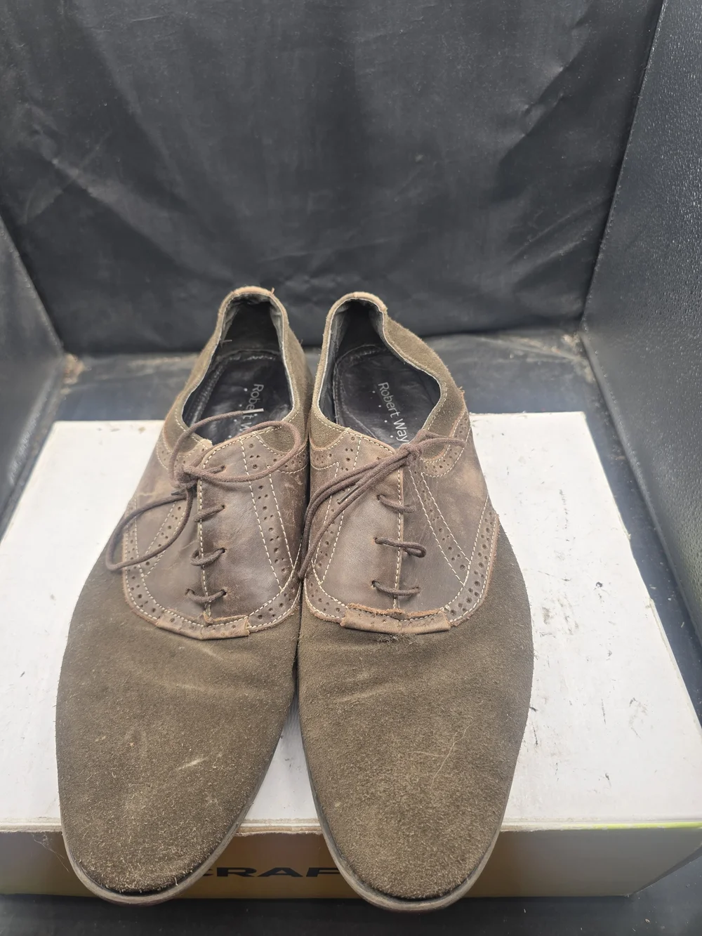 Robert Wayne Men's Olive Brown Suede Derby Oxfords